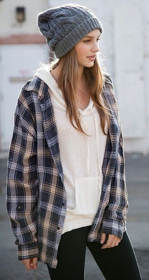 hoodie with flannel shirt