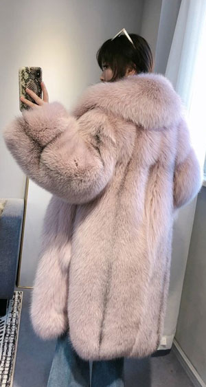 Denny&Dora Womens Pink Fox Fur Coat
