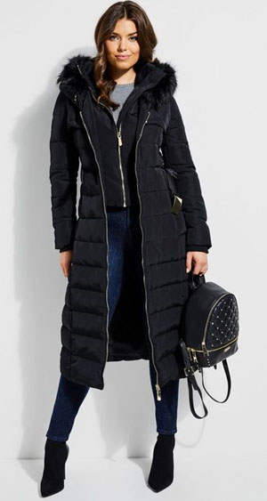 GUESS - Long Black Puffer Jacket