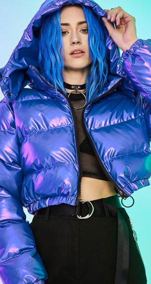 Blue Metallic puffer jacket