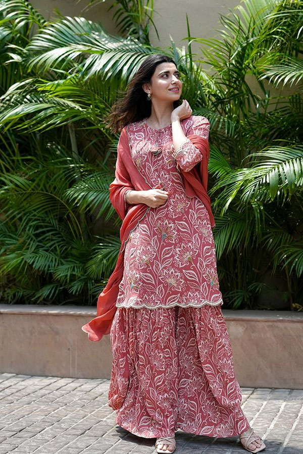 Dark Brown Garara Suit with Cut-Work